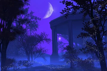 Wall murals Dark blue Temple of Diana in the Moonlight