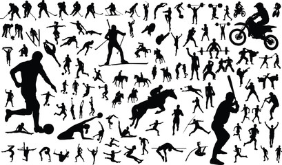 vector silhouettes of people in sports