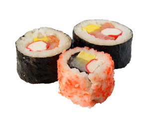 sushi on a white background