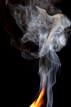 Orange Flame with Smoke Rising
