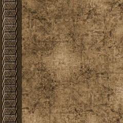 Brown layered grunge scrapbook background with braid border