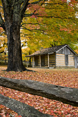 Log Cabin in Virginia Mountains with Fall colors