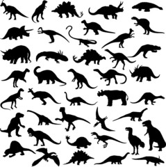 dinosaur reptiles vector silhouettes