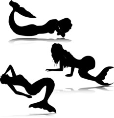 sea maid vector silhouettes