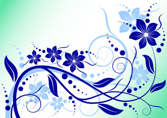 Blue vector floral design