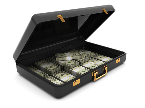 Leather Suitcase Full Of Money Stock Illustration - Download Image