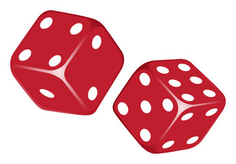 Dices flying isolated on a white background.