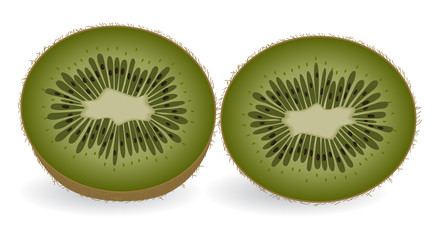 Kiwi slices isolated on a white background.