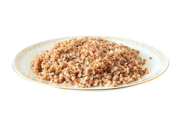 Boiled buckwheat on plate