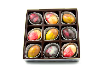 colorful chocolate eggs in a box