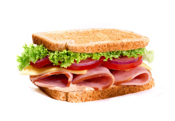 Healthy ham sandwich with cheese and tomatow