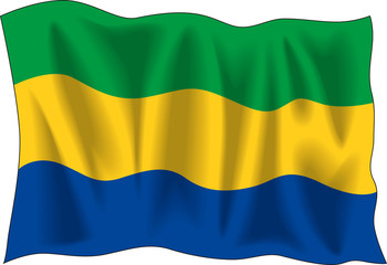 Waving flag of Gabon isolated on white