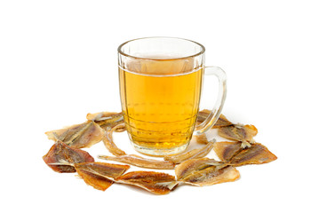The stockfish around beer glass