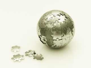 Gold jigsaw globe