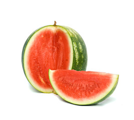 Seedless watermelon and its segment isolated on white background