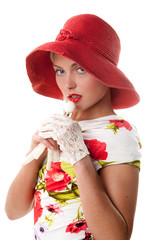 Woman with red hat - 14887902