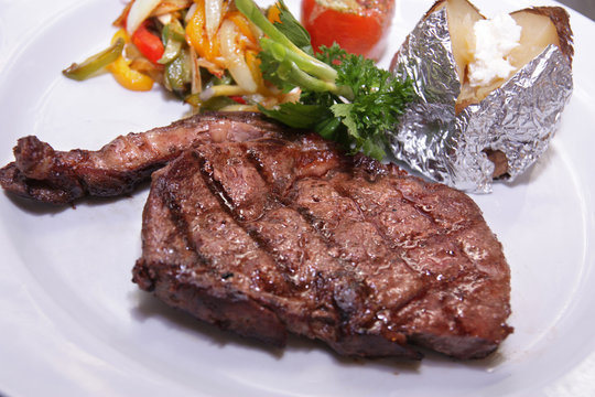 sirloin steak on the plate
