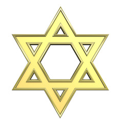 Gold Judaism religious symbol - star of david isolated on white