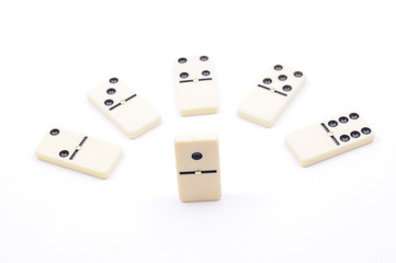 Leadership. Concept with dominoes