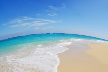 Fototapeta na wymiar fisheye view on tropical beach on cuba