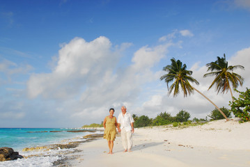 happy european seniors on tropical beach in cuba - 14893799
