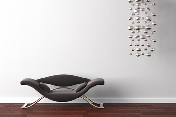 interior design armchair and lamp on white