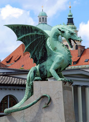 Dragon at Zmajski most vertical Slovenia Ljubljana