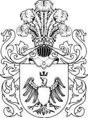ornate heraldic shields illustration on white background