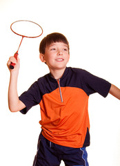 boy playing badminton