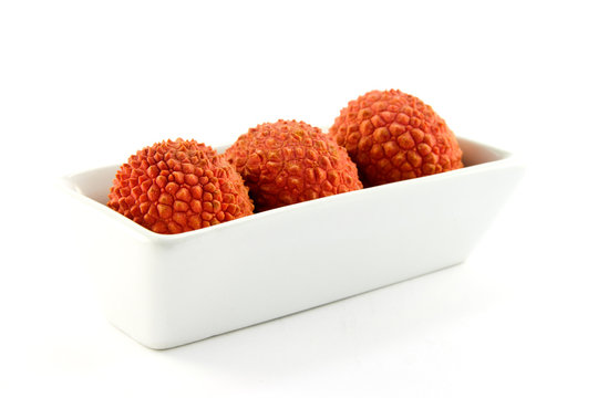 Three Lychee in a Dish