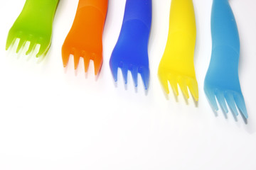 Obraz premium plastic forks background