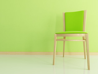 green wooden chair -rendering