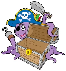 Printed kitchen splashbacks Pirates Pirate octopus with chest