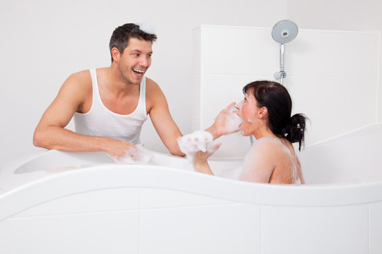 couple in bath tub