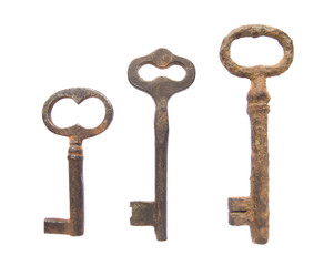 Old Keys isolated on white