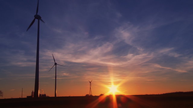 windpower at sunset