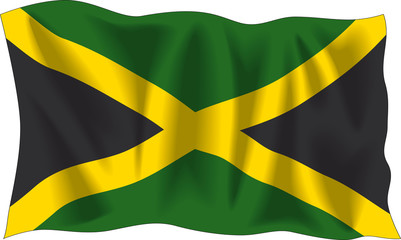 Waving flag of Jamaica isolated on white