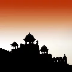 Schilderijen op glas silhouette of red fort in delhi india © dzain