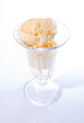 Vanilla ice cream in glass parfait cup