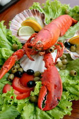 Lobster served with vegetables