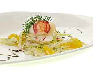 feinste italienische kochkunst, lobster lasagne salat,  5 sterne