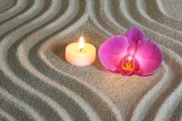 Kerze, Orchidee, Sandstruktur