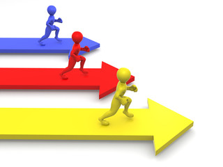 Men runningon arrows