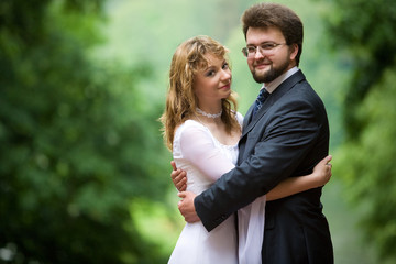 Bride and Groom Outside