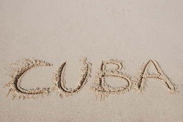 Cuba -  letters on the sand