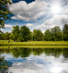 beautiful valley reflection on lake surface