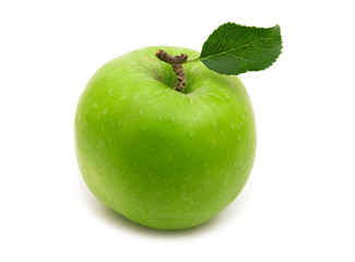 green apple on white background