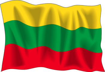 Waving flag of Lithuania isolated on white