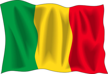 Waving flag of Mali isolated on white