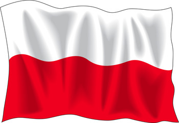 Waving flag of Poland isolated on white